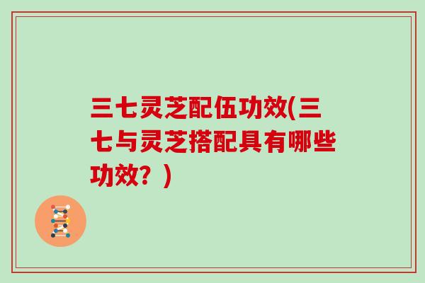 三七灵芝配伍功效(三七与灵芝搭配具有哪些功效？)