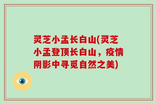 灵芝小孟长白山(灵芝小孟登顶长白山,疫情阴影中寻觅自然之美)-第1张图片-灵芝大师 灵芝小孟长白山(灵芝小孟登顶长白山,疫情阴影中寻觅自然之美)-第1张图片-灵芝大师