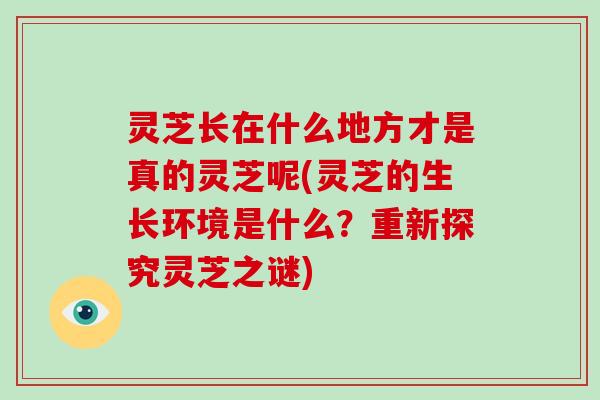 灵芝长在什么地方才是真的灵芝呢(灵芝的生长环境是什么?重新探究灵芝之谜)-第1张图片-灵芝大师 灵芝长在什么地方才是真的灵芝呢(灵芝的生长环境是什么?重新探究灵芝之谜)-第1张图片-灵芝大师