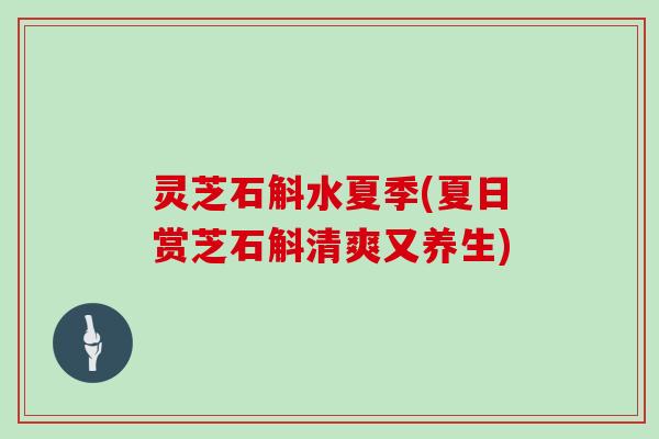 灵芝石斛水夏季(夏日赏芝石斛清爽又养生)