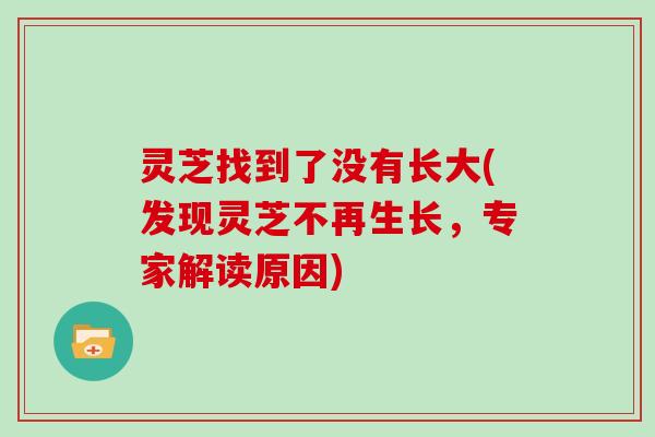 灵芝找到了没有长大(发现灵芝不再生长,专家解读原因)-第1张图片-灵芝大师 灵芝找到了没有长大(发现灵芝不再生长,专家解读原因)-第1张图片-灵芝大师