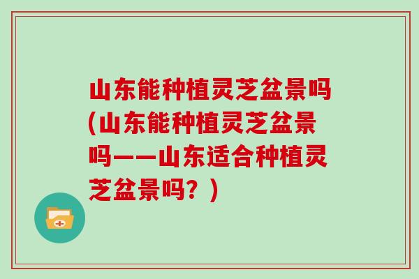 山东能种植灵芝盆景吗(山东能种植灵芝盆景吗——山东适合种植灵芝盆景吗？)