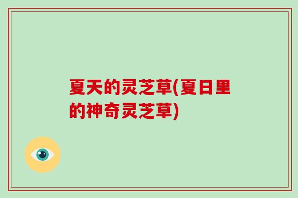 夏天的灵芝草(夏日里的神奇灵芝草)
