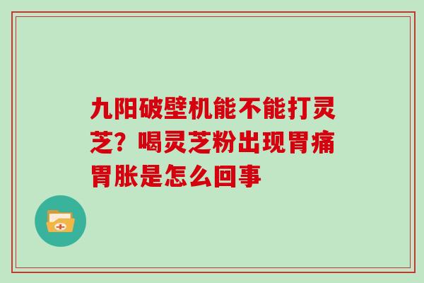 九阳破壁机能不能打灵芝？喝灵芝粉出现胃痛胃胀是怎么回事