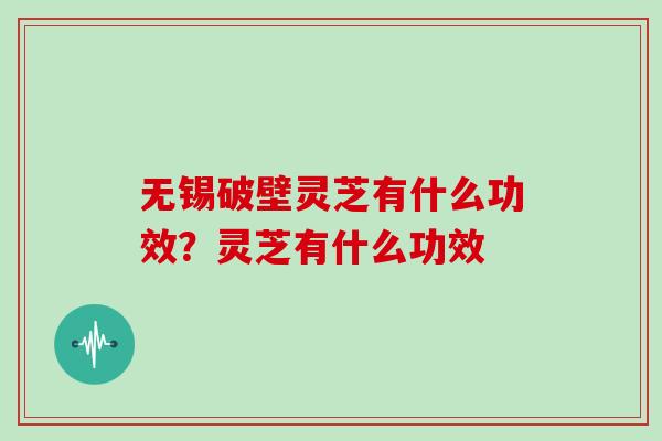 无锡破壁灵芝有什么功效？灵芝有什么功效