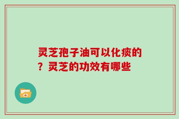 灵芝孢子油可以化痰的？灵芝的功效有哪些