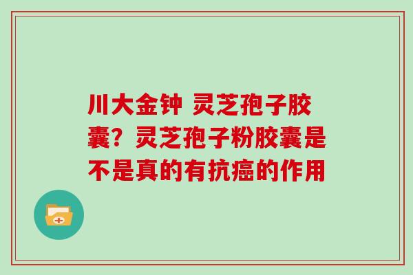 川大金钟 灵芝孢子胶囊?灵芝孢子粉胶囊是不是真的有抗癌的作用-第1张图片-灵芝大师 川大金钟 灵芝孢子胶囊?灵芝孢子粉胶囊是不是真的有抗癌的作用-第1张图片-灵芝大师