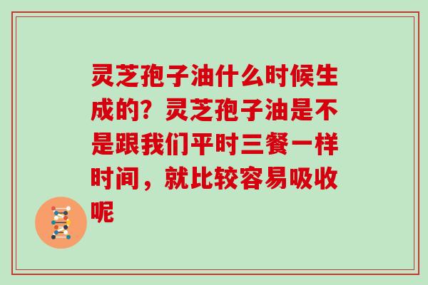 灵芝孢子油什么时候生成的？灵芝孢子油是不是跟我们平时三餐一样时间，就比较容易吸收呢