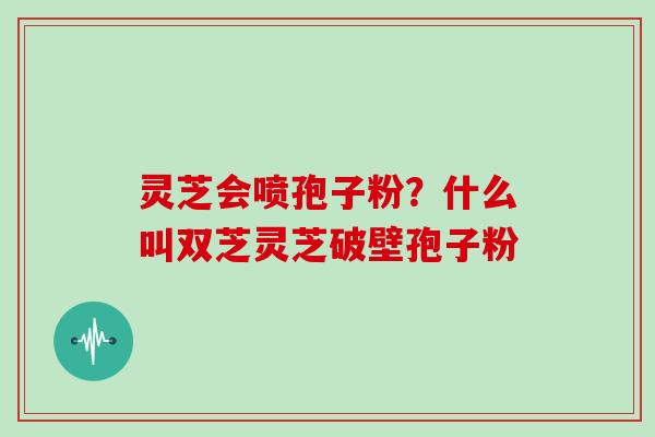 灵芝会喷孢子粉？什么叫双芝灵芝破壁孢子粉