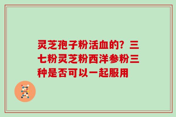 灵芝孢子粉活血的?三七粉灵芝粉西洋参粉三种是否可以一起服用-第1张图片-灵芝大师 灵芝孢子粉活血的?三七粉灵芝粉西洋参粉三种是否可以一起服用-第1张图片-灵芝大师