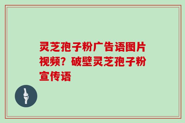 灵芝孢子粉广告语图片视频？破壁灵芝孢子粉宣传语