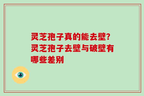 灵芝孢子真的能去壁？灵芝孢子去壁与破壁有哪些差别