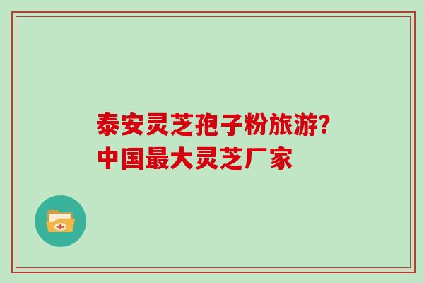 泰安灵芝孢子粉旅游？中国最大灵芝厂家