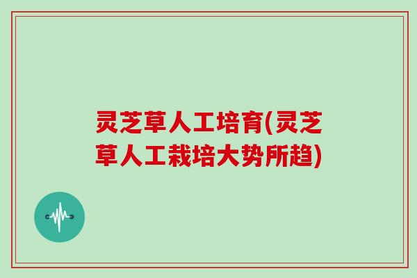 灵芝草人工培育(灵芝草人工栽培大势所趋)