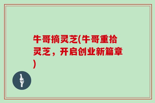 牛哥摘灵芝(牛哥重拾灵芝，开启创业新篇章)