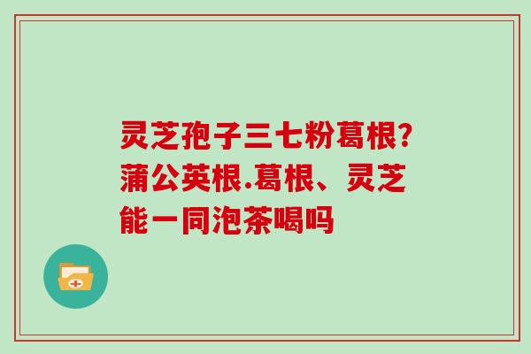 灵芝孢子三七粉葛根？蒲公英根.葛根、灵芝能一同泡茶喝吗