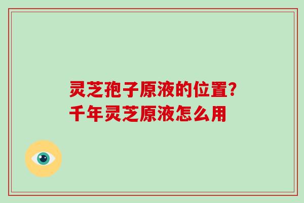 灵芝孢子原液的位置?千年灵芝原液怎么用-第1张图片-灵芝大师 灵芝孢子原液的位置?千年灵芝原液怎么用-第1张图片-灵芝大师