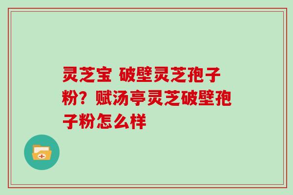 灵芝宝 破壁灵芝孢子粉？赋汤亭灵芝破壁孢子粉怎么样