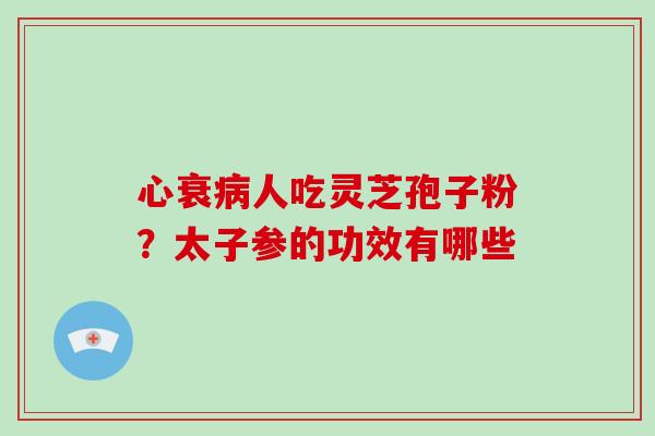 心衰病人吃灵芝孢子粉？太子参的功效有哪些