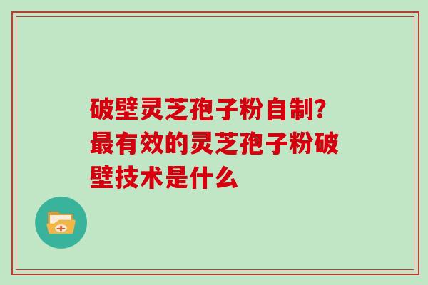 破壁灵芝孢子粉自制？最有效的灵芝孢子粉破壁技术是什么