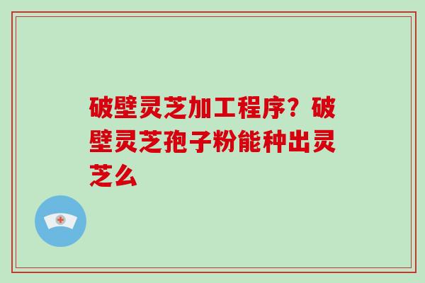 破壁灵芝加工程序？破壁灵芝孢子粉能种出灵芝么