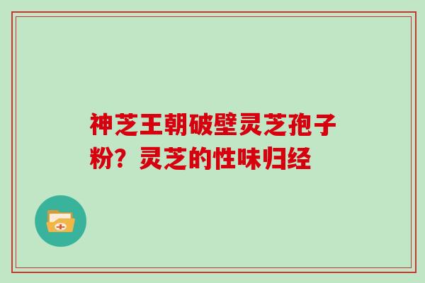 神芝王朝破壁灵芝孢子粉？灵芝的性味归经