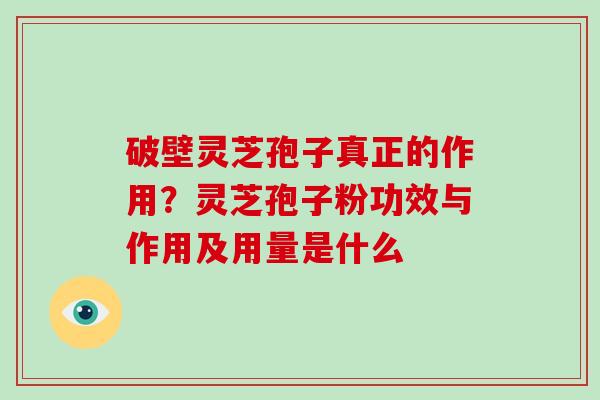 破壁灵芝孢子真正的作用？灵芝孢子粉功效与作用及用量是什么