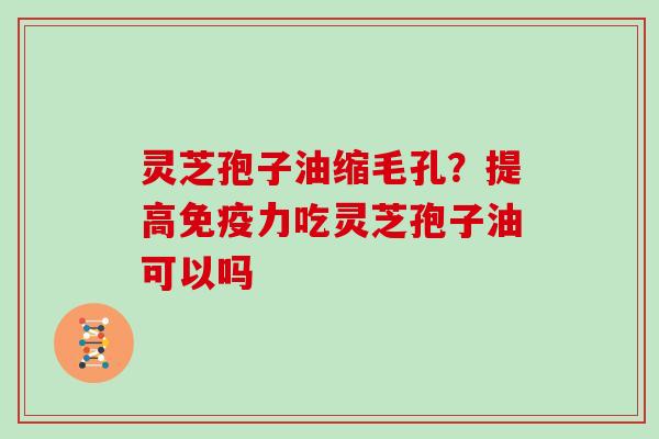 灵芝孢子油缩毛孔？提高免疫力吃灵芝孢子油可以吗