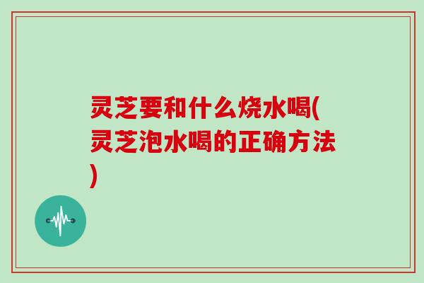 灵芝要和什么烧水喝(灵芝泡水喝的正确方法)