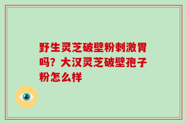 野生灵芝破壁粉刺激胃吗?大汉灵芝破壁孢子粉怎么样-第1张图片-灵芝大师 野生灵芝破壁粉刺激胃吗?大汉灵芝破壁孢子粉怎么样-第1张图片-灵芝大师