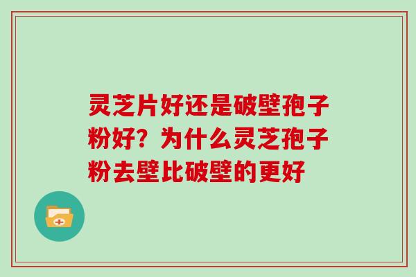 灵芝片好还是破壁孢子粉好？为什么灵芝孢子粉去壁比破壁的更好