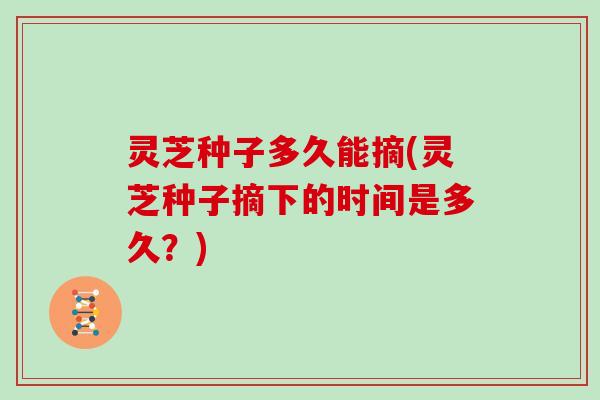 灵芝种子多久能摘(灵芝种子摘下的时间是多久？)