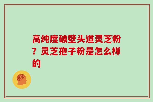 高纯度破壁头道灵芝粉？灵芝孢子粉是怎么样的