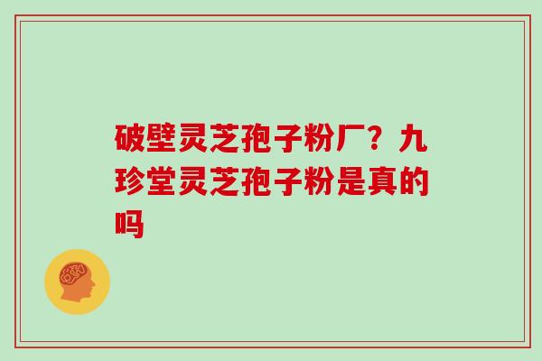 破壁灵芝孢子粉厂？九珍堂灵芝孢子粉是真的吗