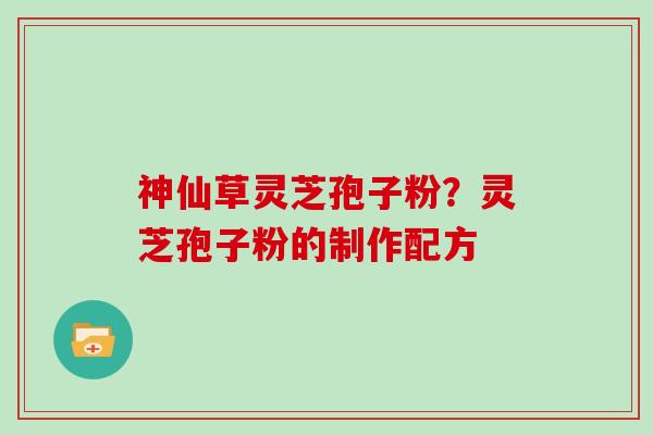 神仙草灵芝孢子粉？灵芝孢子粉的制作配方