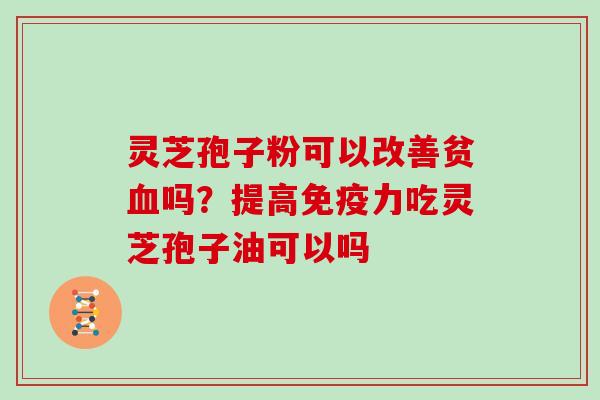 灵芝孢子粉可以改善贫血吗？提高免疫力吃灵芝孢子油可以吗