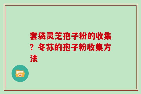 套袋灵芝孢子粉的收集？冬荪的孢子粉收集方法