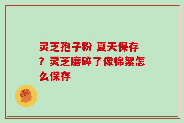 灵芝孢子粉 夏天保存？灵芝磨碎了像棉絮怎么保存