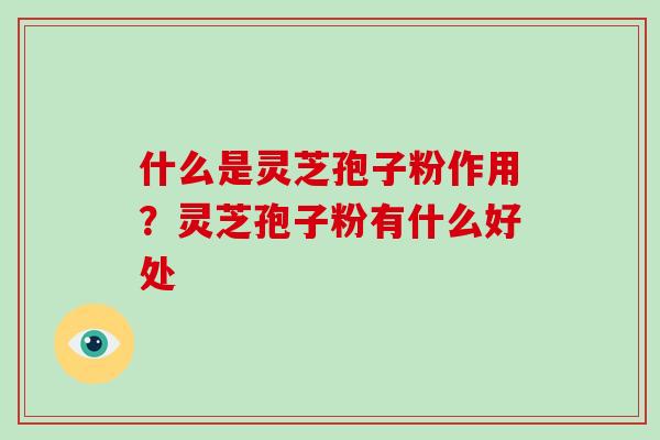 什么是灵芝孢子粉作用？灵芝孢子粉有什么好处