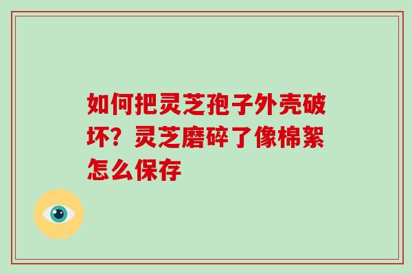 如何把灵芝孢子外壳破坏？灵芝磨碎了像棉絮怎么保存