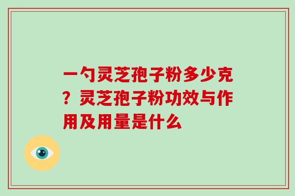 一勺灵芝孢子粉多少克?灵芝孢子粉功效与作用及用量是什么-第1张图片-灵芝大师 一勺灵芝孢子粉多少克?灵芝孢子粉功效与作用及用量是什么-第1张图片-灵芝大师