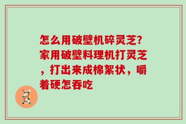 怎么用破壁机碎灵芝？家用破壁料理机打灵芝，打出来成棉絮状，嚼着硬怎吞吃