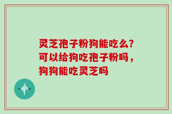 灵芝孢子粉狗能吃么？可以给狗吃孢子粉吗，狗狗能吃灵芝吗