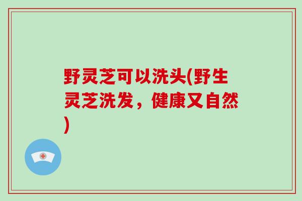野灵芝可以洗头(野生灵芝洗发，健康又自然)