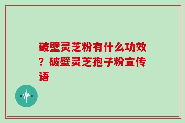 破壁灵芝粉有什么功效？破壁灵芝孢子粉宣传语