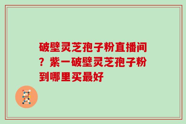 破壁灵芝孢子粉直播间？紫一破壁灵芝孢子粉到哪里买最好