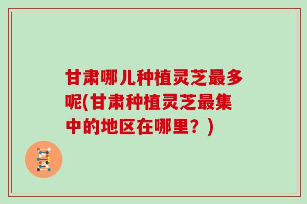 甘肃哪儿种植灵芝最多呢(甘肃种植灵芝最集中的地区在哪里？)