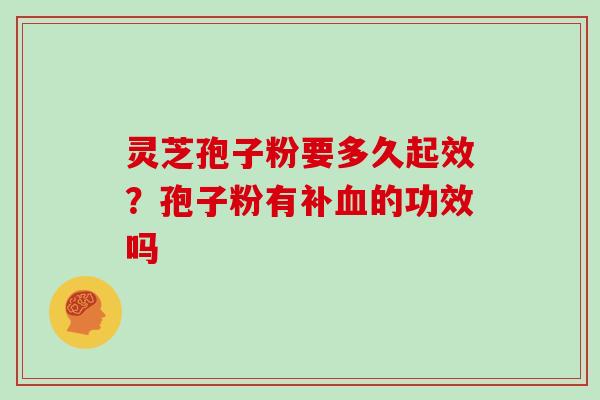 灵芝孢子粉要多久起效？孢子粉有补血的功效吗