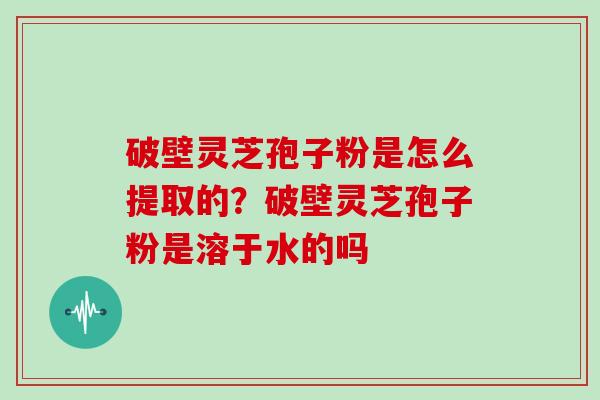 破壁灵芝孢子粉是怎么提取的？破壁灵芝孢子粉是溶于水的吗
