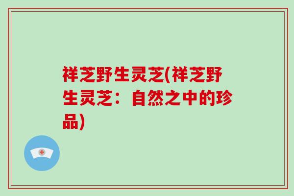 祥芝野生灵芝(祥芝野生灵芝：自然之中的珍品)